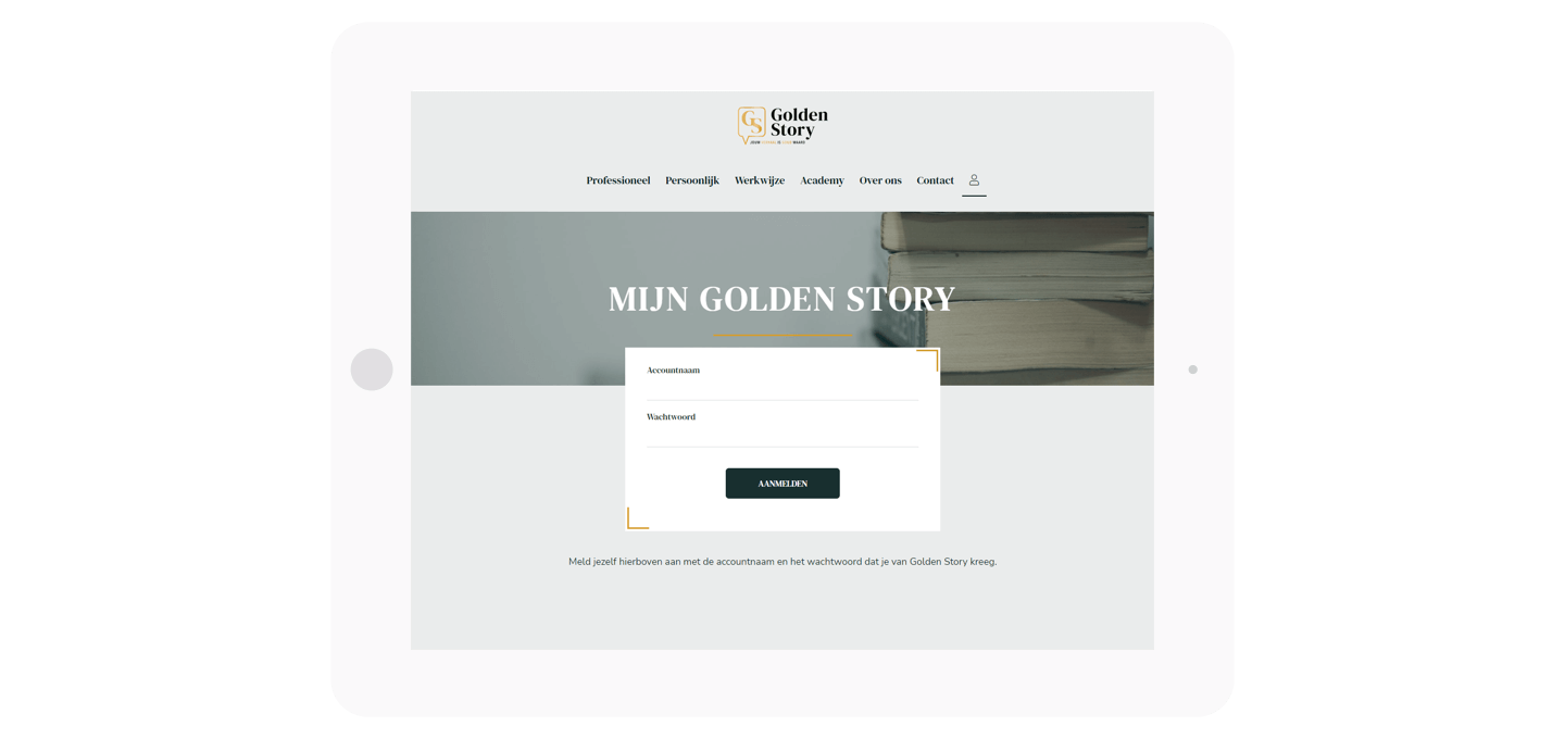 Aanmelden op de Golden Story website